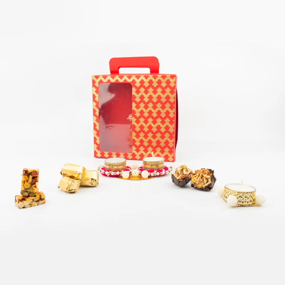 Order dry fruit gift box with decorative diya